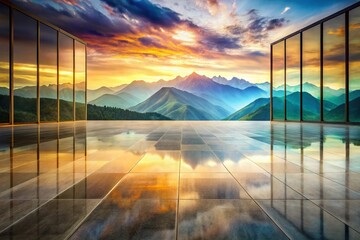 Fototapeta premium Stunning Double Exposure Photography with Floor Gradient Design for Modern Spaces