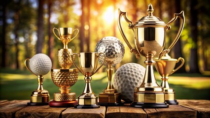 Stunning Golf Trophy Set Display for Championship Events and Competitions