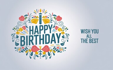 Happy Birthday greeting card with colorful floral design and text.