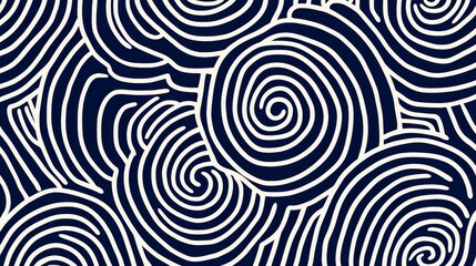 Dynamic blue and White Optical Illusion Pattern with Irregular Shapes