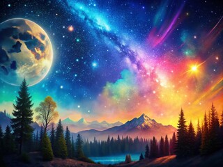 Stunning Night Sky Digital Art Illustration for Captivating Documentary Photography