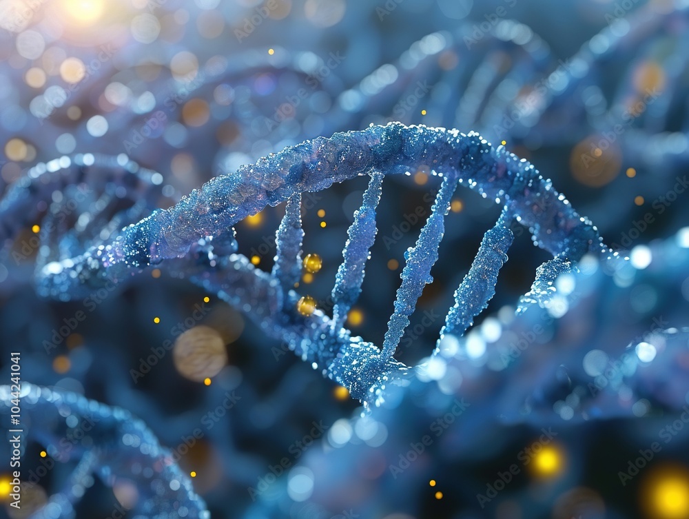 Poster a detailed visualization of a dna double helix structure, showcasing its molecular complexity.