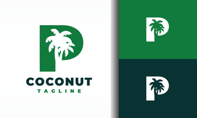 letter P coconut tree logo