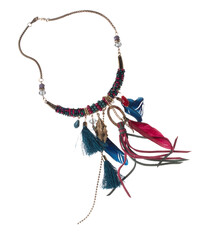Precious jewel bead style necklet fly in air. Precious Jewelry bead necklace as gemstone for...