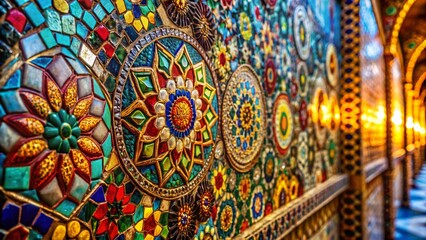 Surreal Mosaic Wall Close-Up - Intricate Patterns and Textures for Unique Background Material