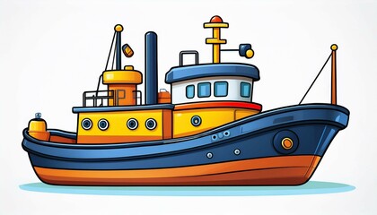 Fototapeta premium fishing boat cartoon