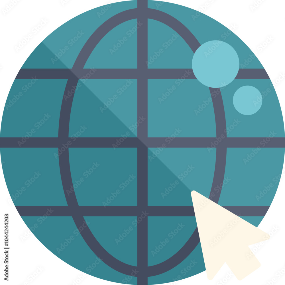 Poster mouse cursor is clicking a globe, representing the concept of browsing the internet and exploring we