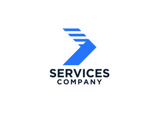 Fototapeta premium Right Arrow Logo. Geometric Arrow Shape with Pixel Dots Halftone Origami Style. Usable for Business and Technology Logos.