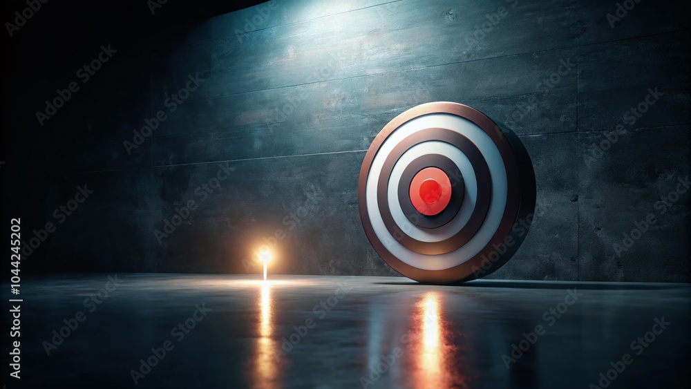 Poster target symbol for web and mobile applications in low light photography style