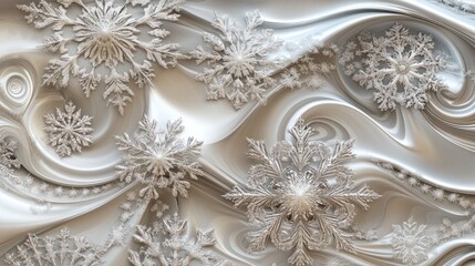 background with silver and white wavy pattern. christmas theme wallpaper for card. banner with snowflake