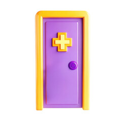 Obraz premium A playful, colorful door with a medical cross symbol. Ideal for a children's room or play area, signifying a fun space for imagination.