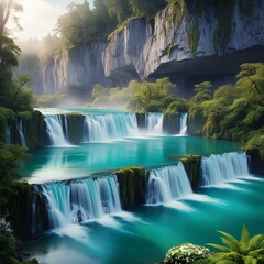 Naklejka premium River landscapes generate AI