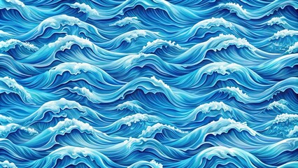 Obraz premium Seamless pattern of blue ocean waves in a medium shot
