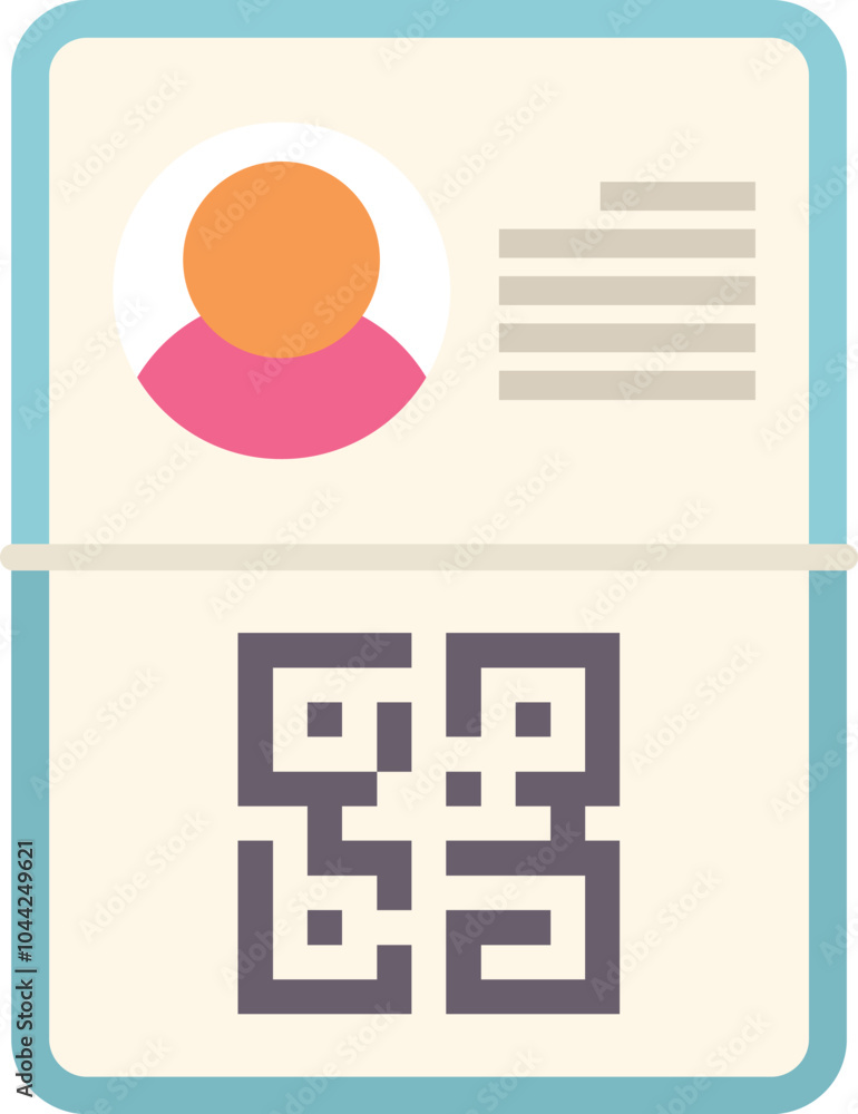 Poster digital id card with personal data and qr code for scanning and accessing information