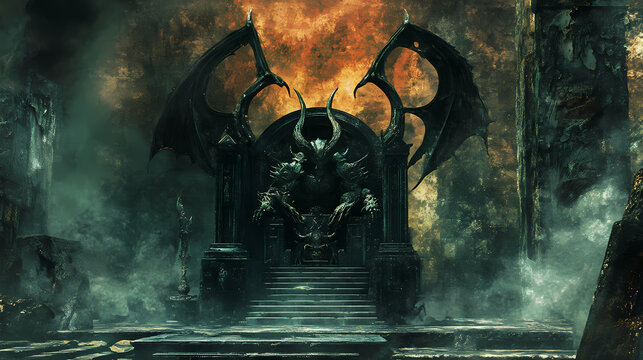 Devilish temptation the dark lord s throne of power and dominion. Demonic Overlord. Illustration