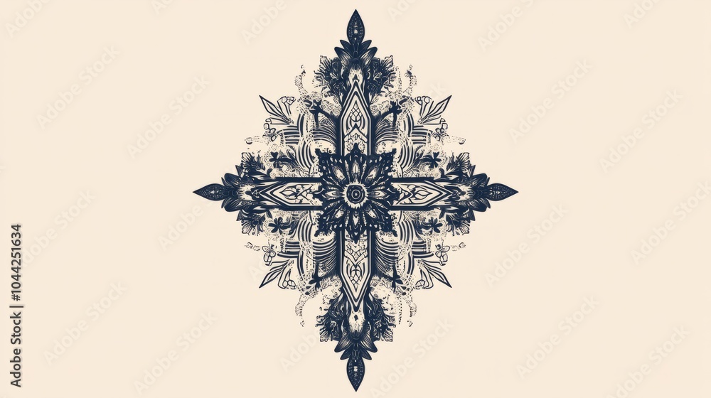 Poster abstract pattern black and white background with cross