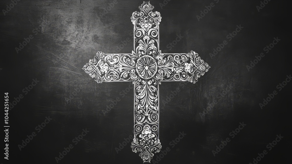Poster abstract pattern black and white background with cross