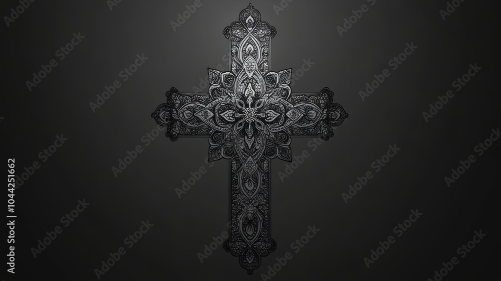 Poster abstract pattern black and white background with cross