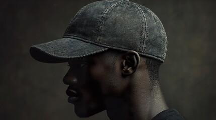 Profile of a Man in a Denim Baseball Cap