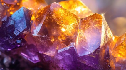 Dazzling close-up of a gemstone under bright light, showcasing its internal patterns and brilliant shine in abstract form