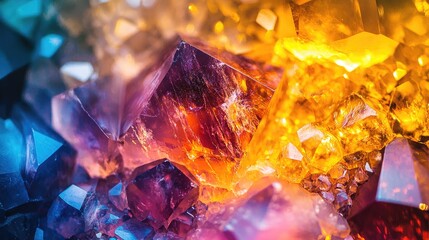 Polished gemstone under bright light, showcasing its dazzling brilliance and revealing detailed internal patterns in an abstract close-up