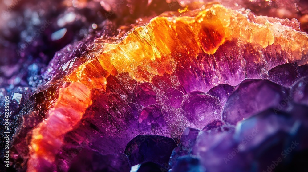 Poster stunning abstract close-up of a gemstone under light, revealing its dazzling internal patterns and r