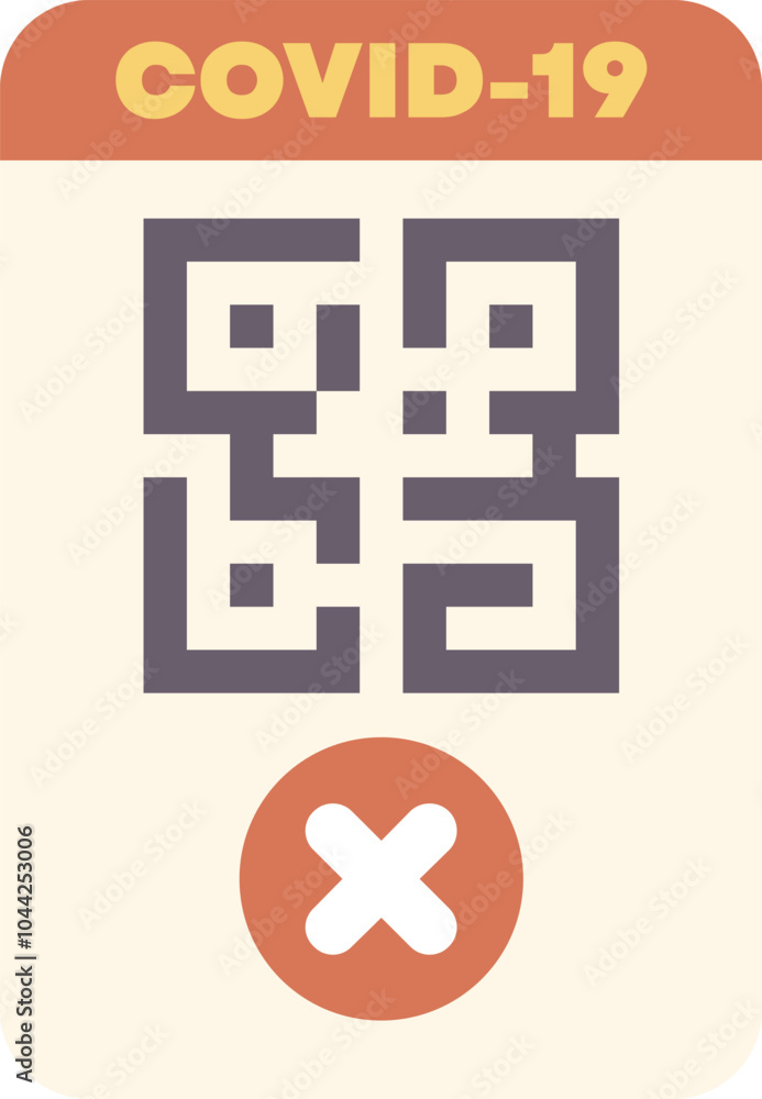 Aufkleber digital illustration of a covid 19 vaccination authentication qr code showing an invalid or negative