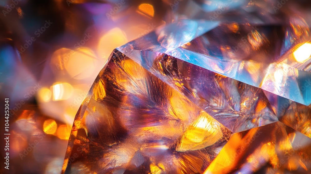 Poster stunning abstract close-up of a gemstone under light, revealing its dazzling internal patterns and r