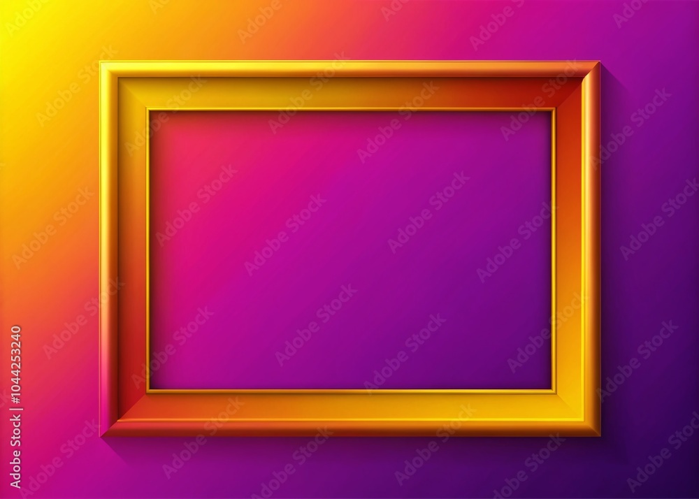 Poster vibrant yellow and red gradient background with purple frames for abstract business use