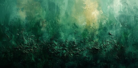 Obraz premium Abstract green background with dark textured canvas, oil painting, green gradient