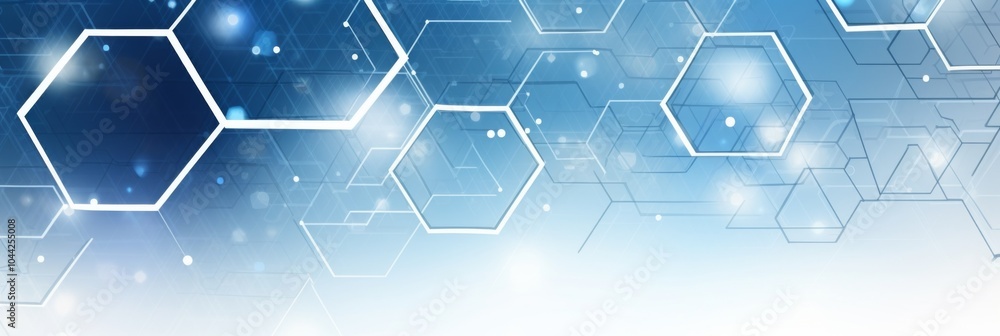 Poster abstract background featuring hexagons and connection lines for medical technology