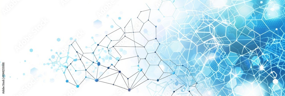 Poster abstract background featuring hexagons and connection lines for medical technology