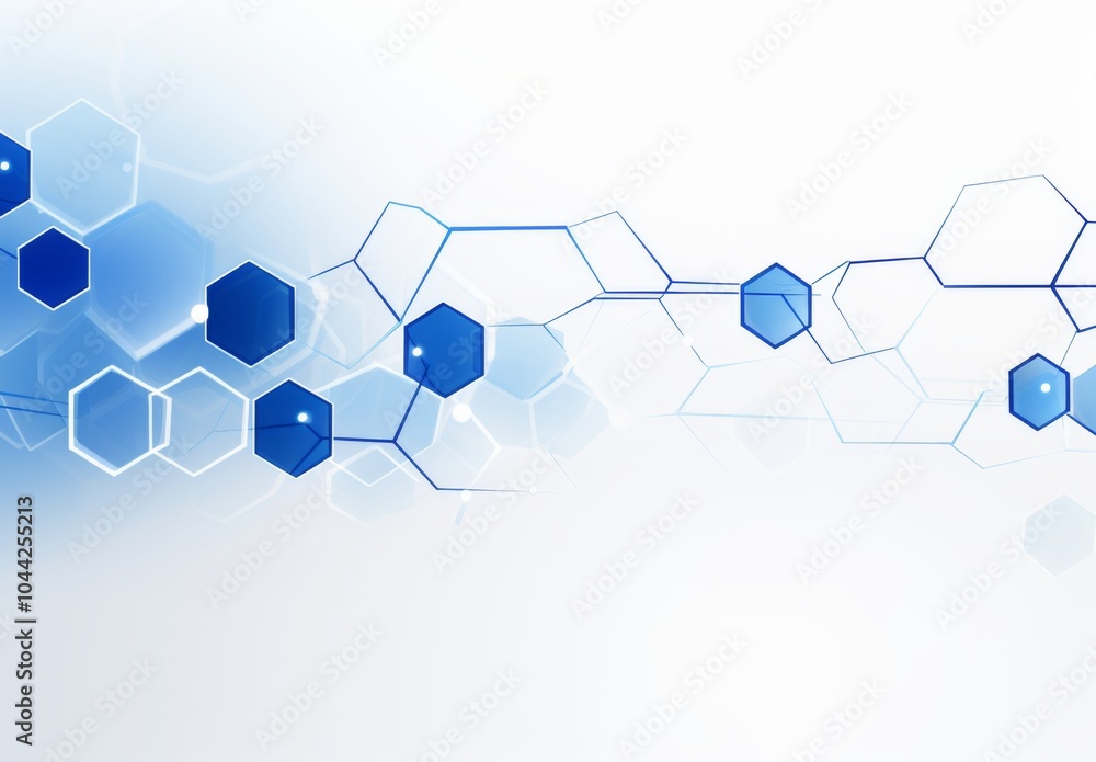 Poster abstract background featuring hexagons and connection lines for medical technology