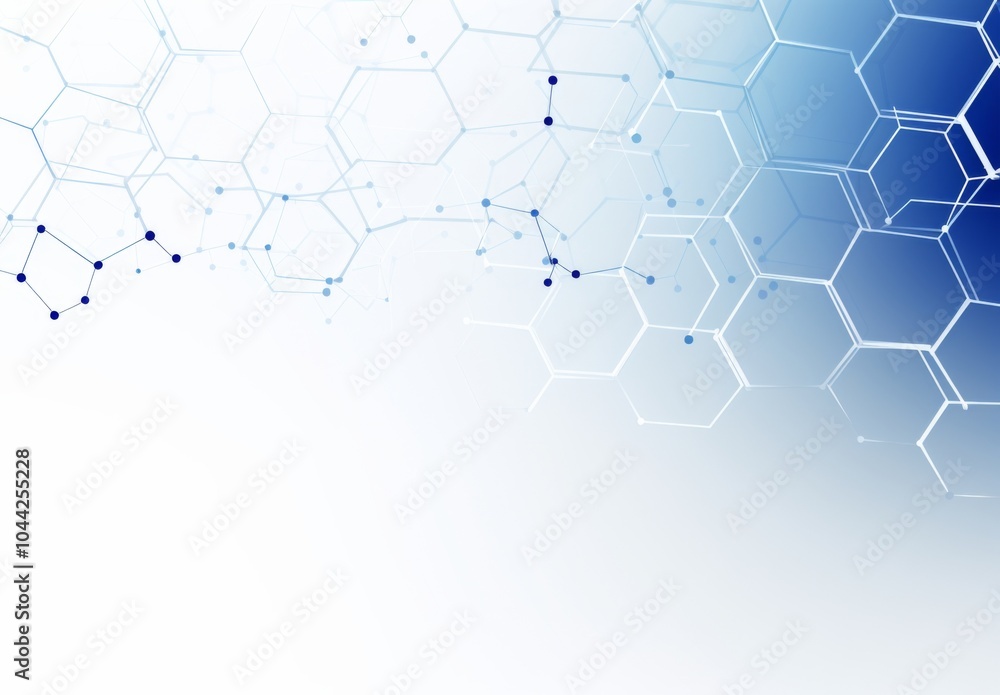 Poster abstract background featuring hexagons and connection lines for medical technology