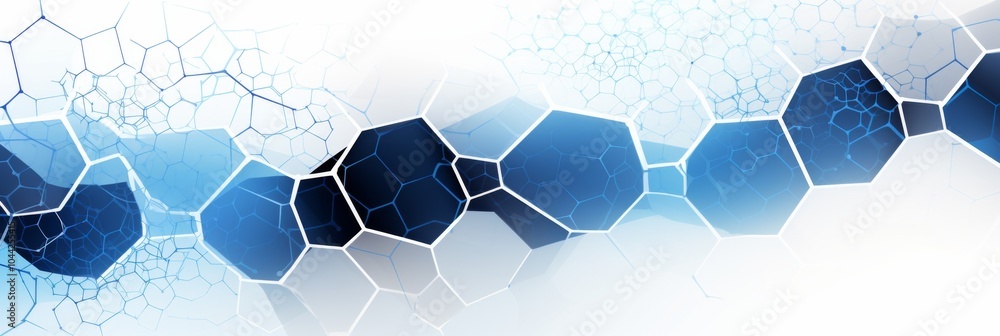 Poster abstract background featuring hexagons and connection lines for medical technology