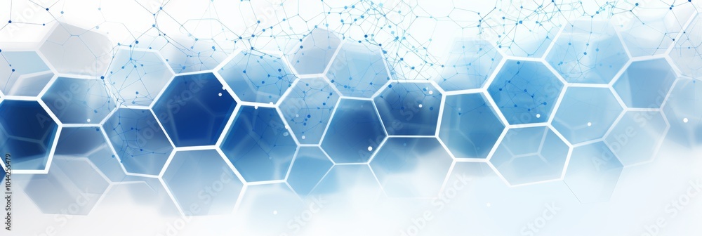 Poster abstract background featuring hexagons and connection lines for medical technology