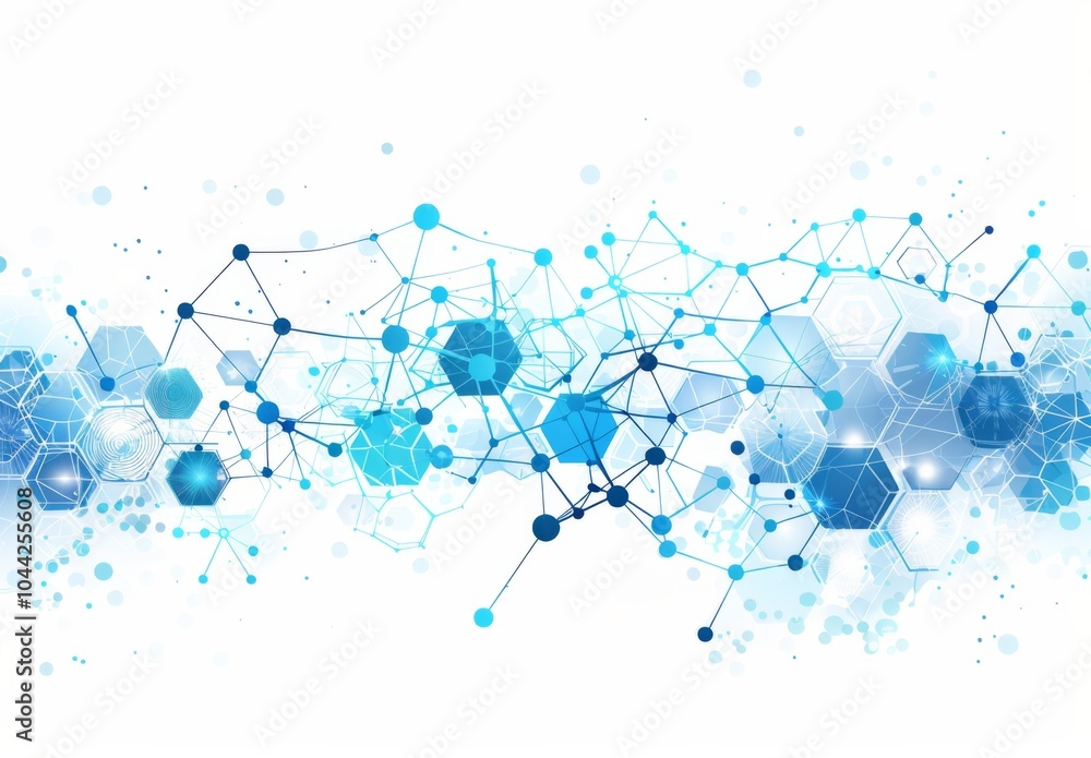 Poster abstract background featuring hexagons and connection lines for medical technology
