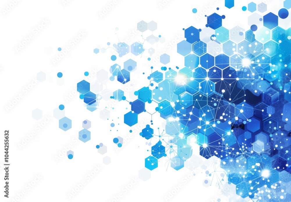 Poster abstract background featuring hexagons and connection lines for medical technology