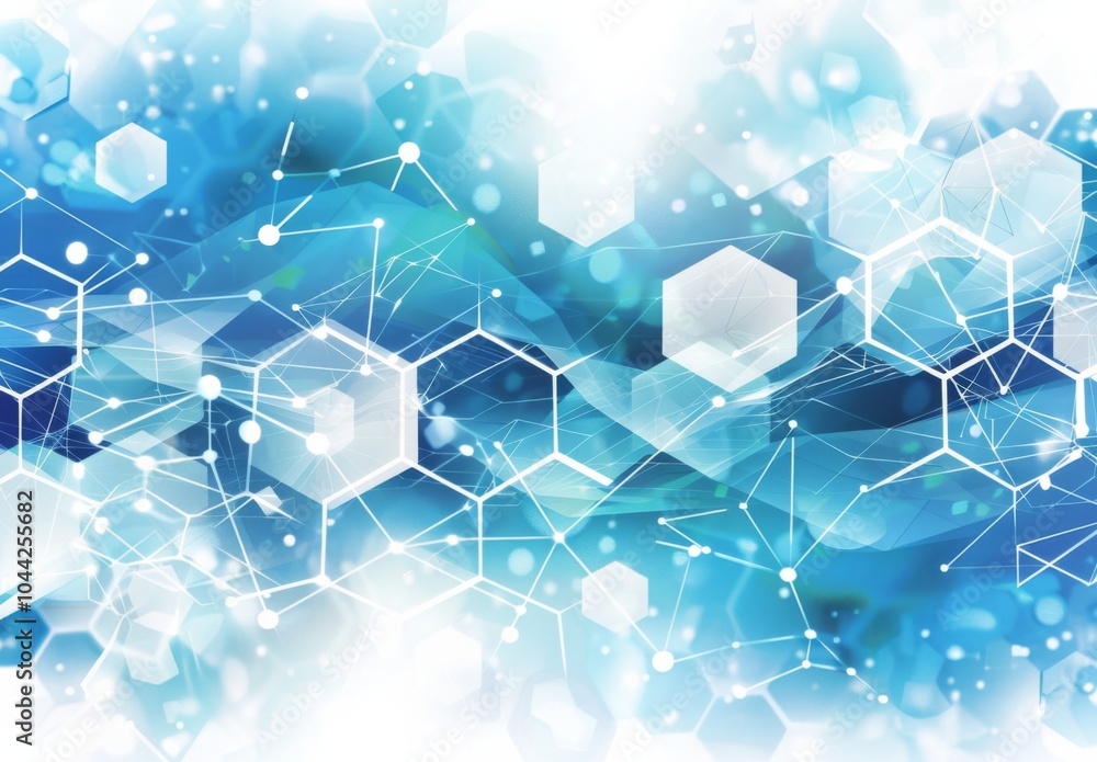 Poster abstract background featuring hexagons and connection lines for medical technology