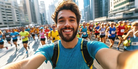 Runners in a city marathon