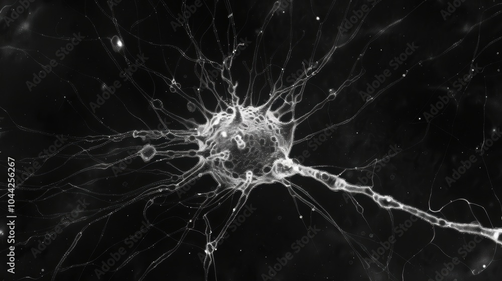Poster microscopic view of nerve cell structure and details