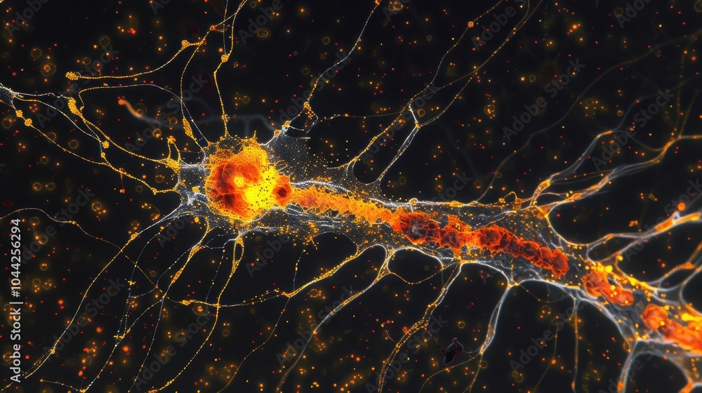 Poster microscopic view of nerve cell structure