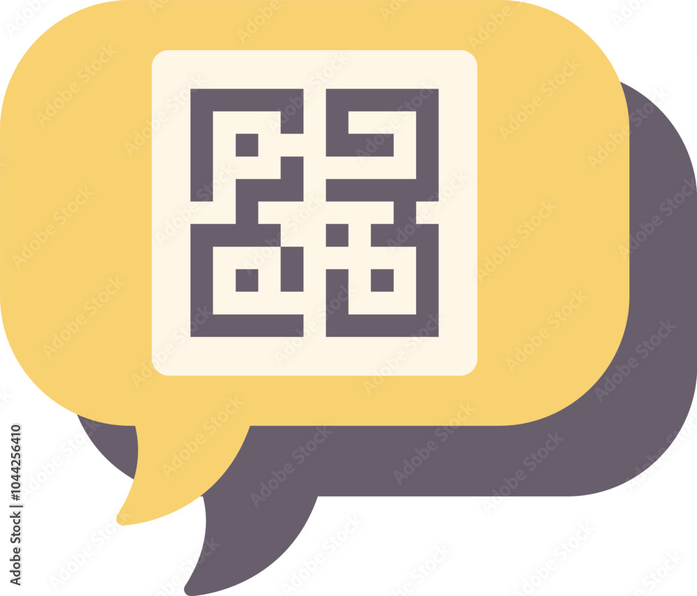 Poster speech bubble containing a qr code, representing the use of technology for communication and informa