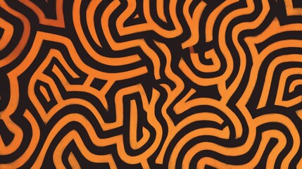 Fototapeta premium An Aboriginal dot painting pattern of an orange and brown maze