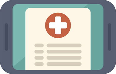 Smartphone displaying medical record with cross symbol, representing online healthcare and digital medical information