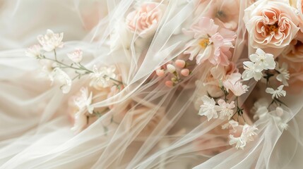 Fototapeta premium Elegant Sheer Organza with Floral Accents