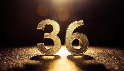 Golden Decorative Number 36 for Celebrations