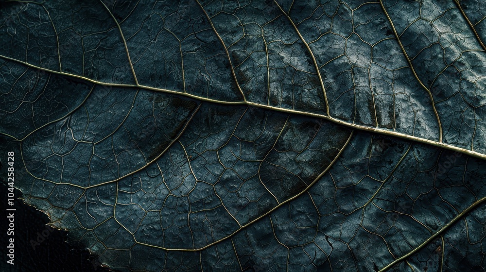 Poster close-up of textured leaf with intricate patterns