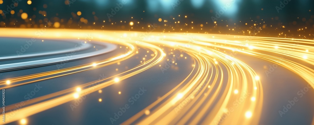 Poster colorful light trails on a dark background, creating a dynamic and vibrant abstract effect.