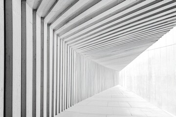 Obraz premium White Concrete Corridor with Converging Lines